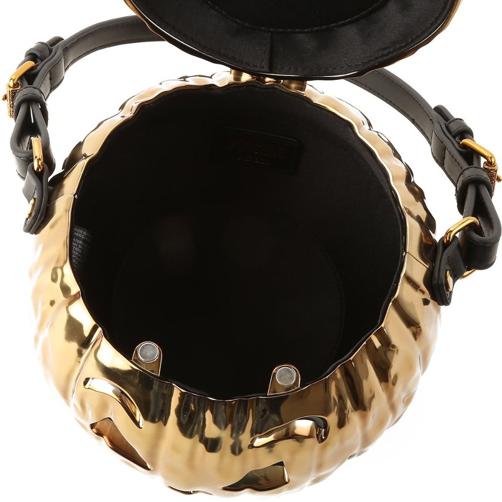 Halloween 🎃 SS20 Moschino Couture JeremyScott Laminated Pumpkin Bronze Handbag - Picture 7 of 16